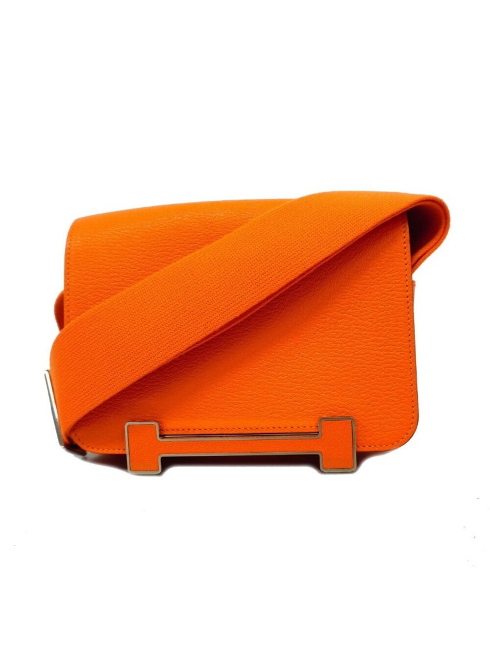 Hermes Shoulder Bag Geta Chevre Mysore Orange Silver